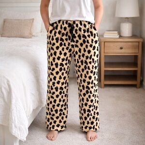 Soft Leopard Print Fleece Pajama Pants Cozy Animal Sleepwear Women’s Zoe & Bella